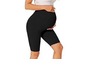 UBCUTE Women's Maternity Biker Shorts Over Belly-High Waist Pregnancy Black Workout Yoga Shorts Comfy Running Activewear