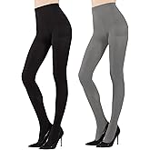 MANZI 2 Pairs Women's Opaque Control Top Tights 70D Solid Color Soft Tights Microfiber Nylon Pantyhose