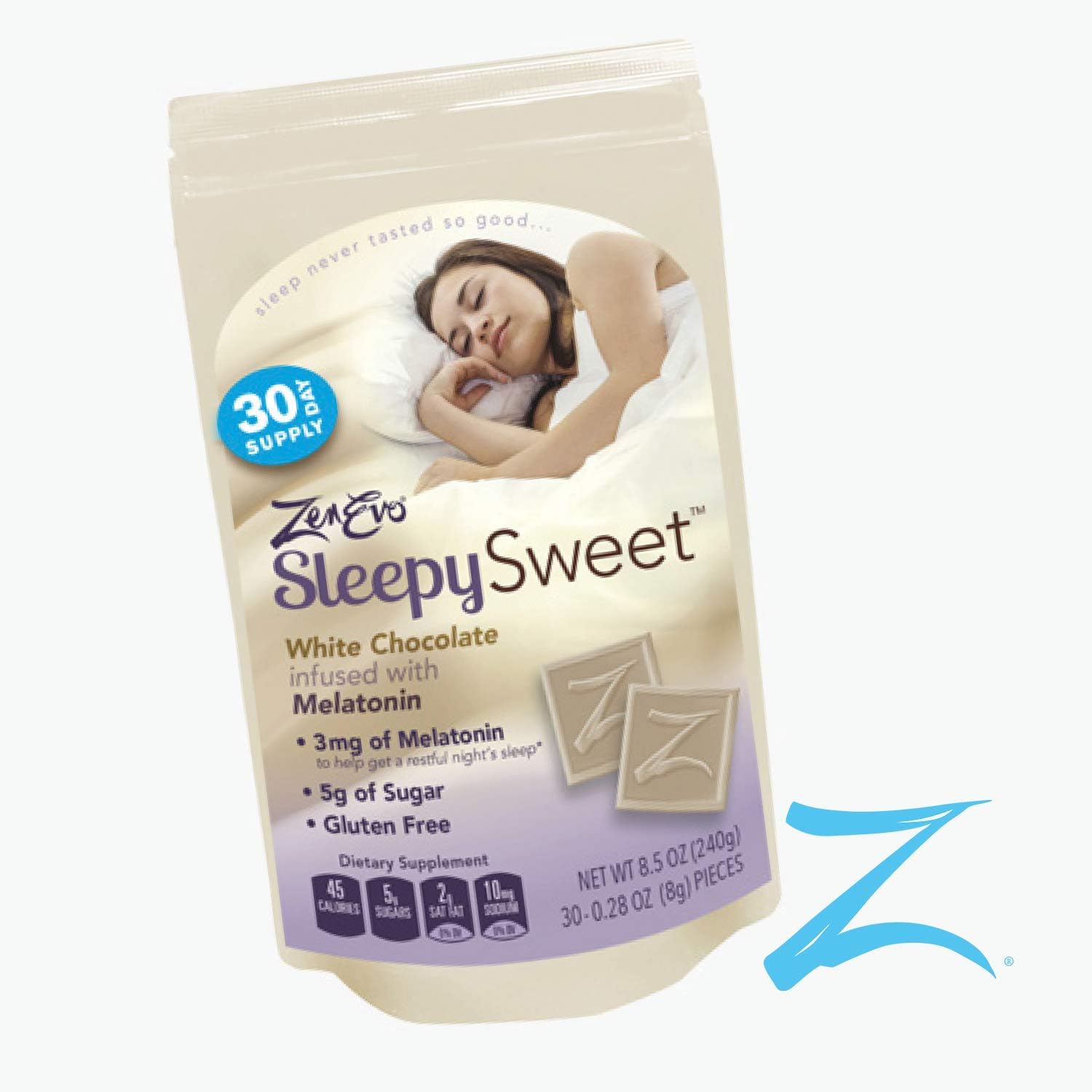 ZenEvoSleepy Sweet - White Chocolate with Melatonin - 30 ct. Bag…