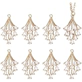 BENECREAT 8pcs KC Gold Brass Wheat Charms, Clear Zirconia Leaf Charms Connnecting Cubic Zirconia Pendants for DIY Earrings Bracelet Necklaces Jewelry Making
