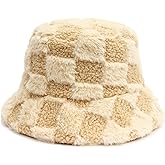 Fuzzy Bucket Hat for Women Furry Fur Bucket Hat Winter Warm Plush Fisherman Fluffy Sherpa Bucket Hats