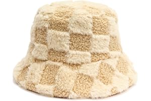 WETMT Fuzzy Bucket Hat for Women Furry Fur Bucket Hat Winter Warm Plush Fisherman Fluffy Sherpa Bucket Hats