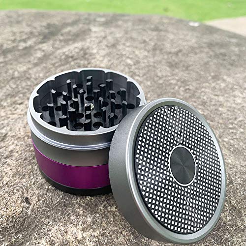 Ausma 4 Pieces 2.5 inch Large Metal Grinder with Pollen Catcher,Scraper and Magnetic Top for Herbs,Spices(Purple)