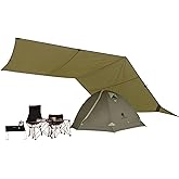 GEERTOP 17 × 10 ft Large Camping Tent Tarp Outdoor Waterproof Flame Retardant Hammock Rain Fly Backpacking Tent Tarp Shelter for Hiking Travel Picnic(Not Includes Poles)