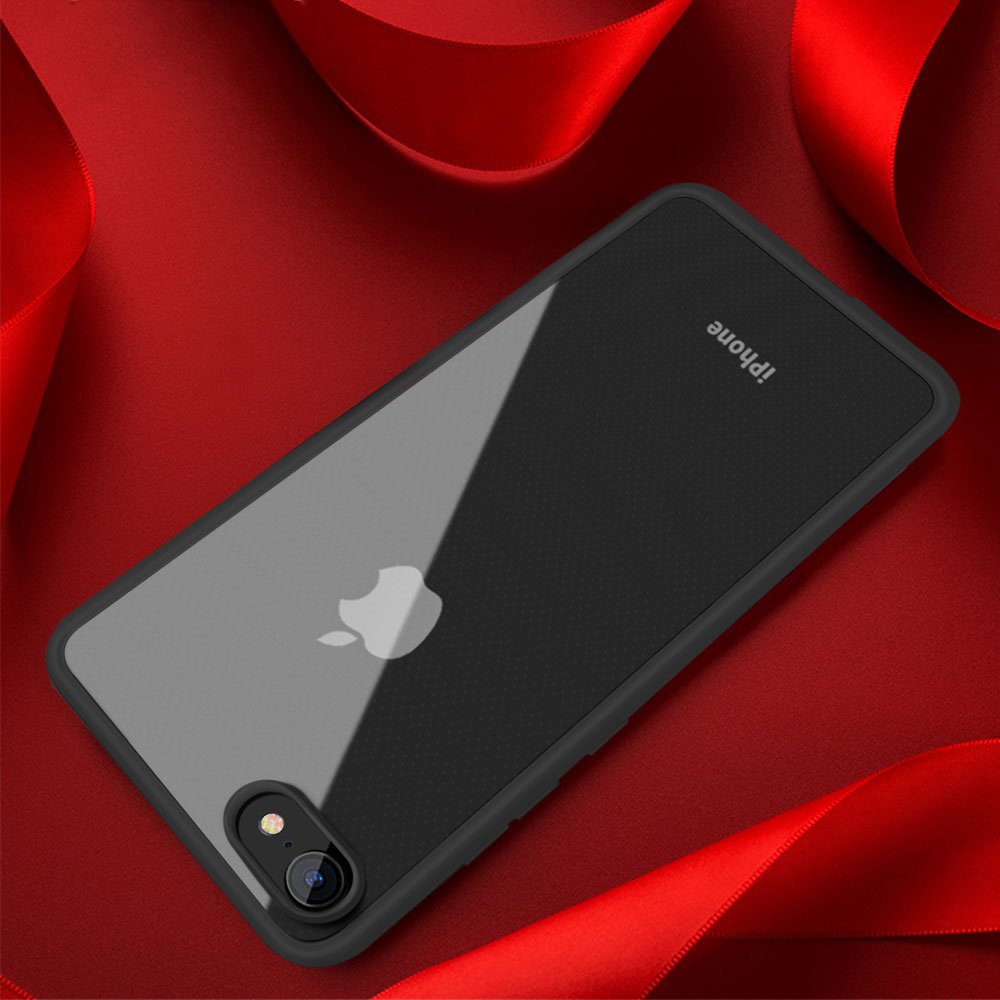 JSB Coque iPhone 7/8 Coque Transparent de PC avce TPU Silicone Bumper Housse de Protection Anti-jaunissement Ultra Léger Etui Crystal Clear Case Ultra Mince pour iPhone 7/8-Noir