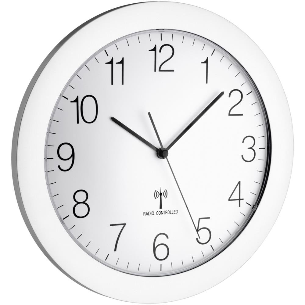 Wireless wall clock TFA 60.3512 with silent sweep movement, 300 mm., Silver, 1 - Pack