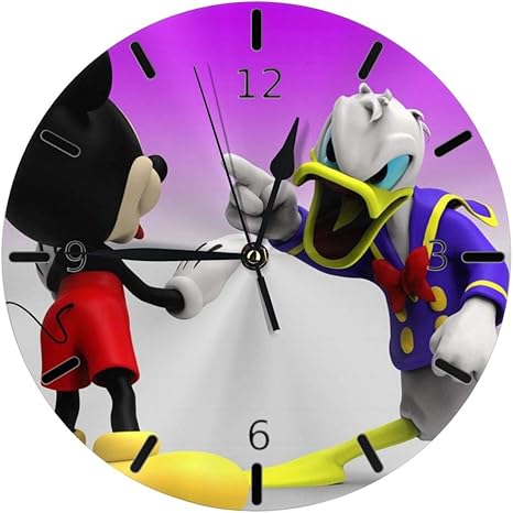 Amazon Co Jp ドナルドダックとミッキーマウスが遊んでいます2 掛け時計 円形 シンプル 静音 おしゃれ 高級感 フレームなし インテリア 壁掛け時計 置き時計 ホーム キッチン