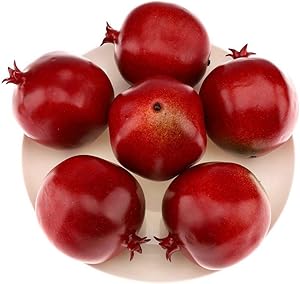 Gresorth 6pcs High Grade Fake Pomegranate Decoration Artificial Realistic Fruit Simulation for Home Party Holiday Christmas Display