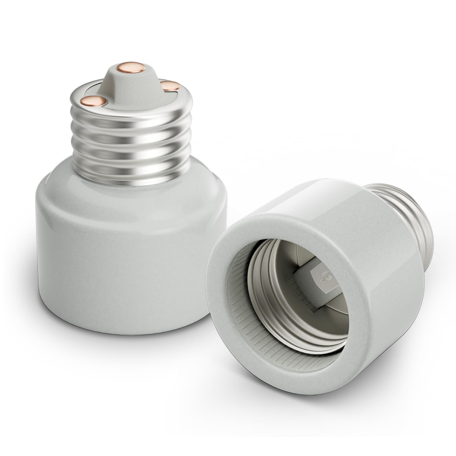 Photo 1 of DiCUNO Light Socket Extender, UL Listed Porcelain Light Socket Extension Adapter, E26 to E26 Medium Base Extension Converter for Recessed Bulb, 660W, 250V, Bulb Extender, 2 Pack