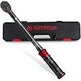 SUERCUP 1/2-inch Drive Torque Wrench - 10-170 ft.lb/13.6-230.5 Nm, Dual-Direction Adjustable 72 tooth Click Torque Wrench with Buckle for Bicycle, Moto and Car Maintenance