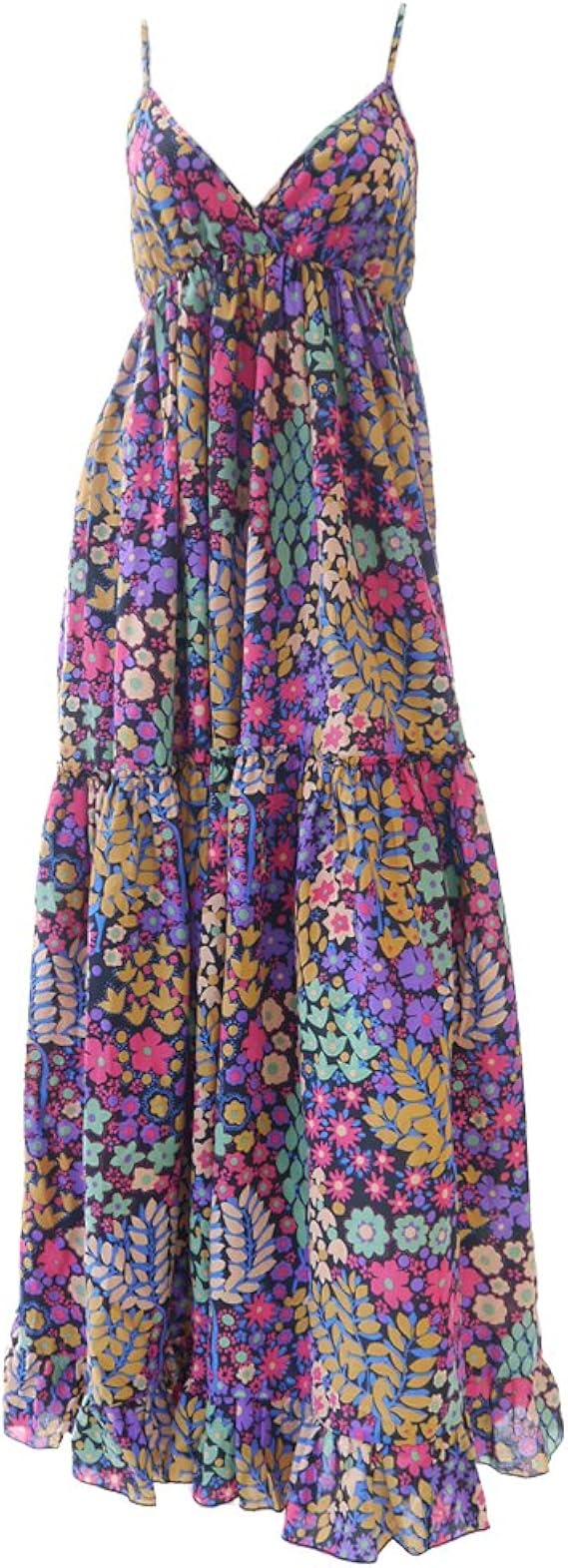 Amazon Co Jp ラニ Lani マキシワンピース 大人カワイイ 花柄 人気 マキシ丈 ワンピ A007 04 ブラック Mサイズ 服 ファッション小物