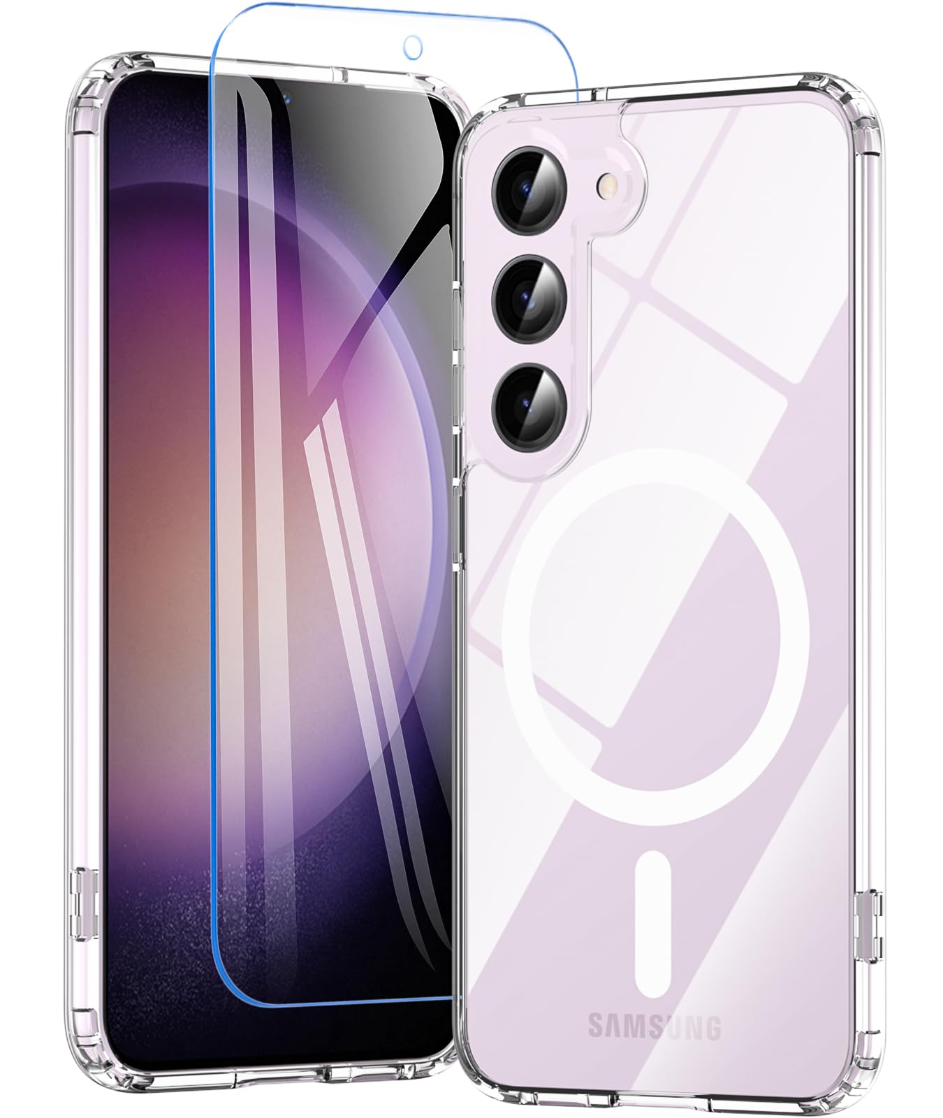 Photo 1 of For Samsung Galaxy S23 Case With 200% Stronger Magnetic,S23 Phone Case With Screen Protector,Anti-Yellowing Military-Grade Protection Slim Galaxy S23 Case 5g-Anti-Scratch Shockproof Cover-Clear