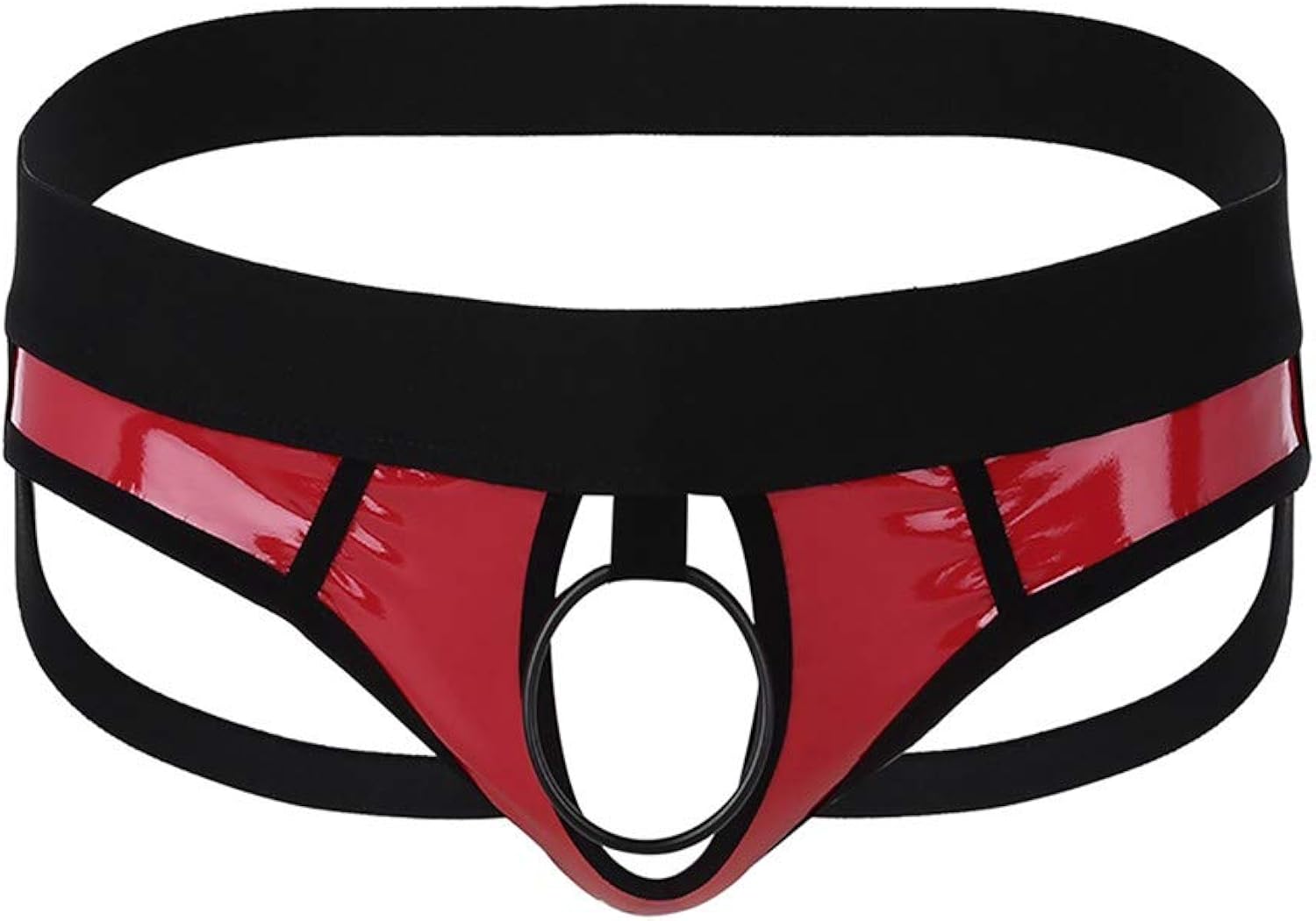 Xllion Faux Leather Men Lingerie Open Back and Hollow Out Jockstrap Low