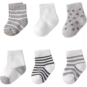 6 Pairs Baby Socks Four Seasons Short Grip Ankle Socks for Infant Unisex Newborn Toddler Girls Boys Gift