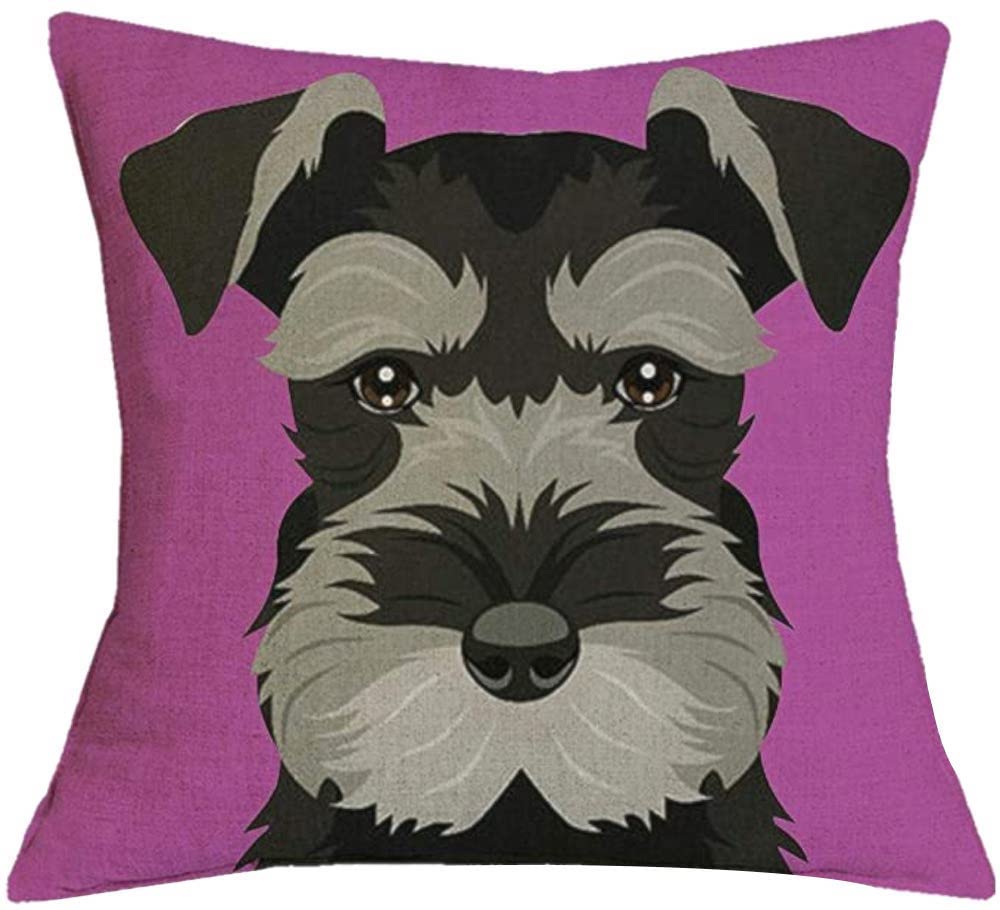 The Beach Stop Decorative Miniature Schnauzer Dog Scatter Cushion Cover | Home Decor Gift Idea | 45x45cm 18x18” | Purple