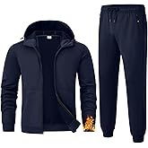 TBMPOY Mens Fleece Lined Hooded Tracksuits Sweatsuits 2 Piece Sets Winter Thermal Jogging Track Sweat Suits Warm Up Outfits