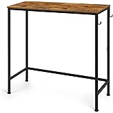 BTY Narrow Console Table Small Entryway Table Industrial Couch Table Behind Sofa Table Hallway Table with Hooks for Living Room Foyer Bedroom Corridor Office Rustic Brown