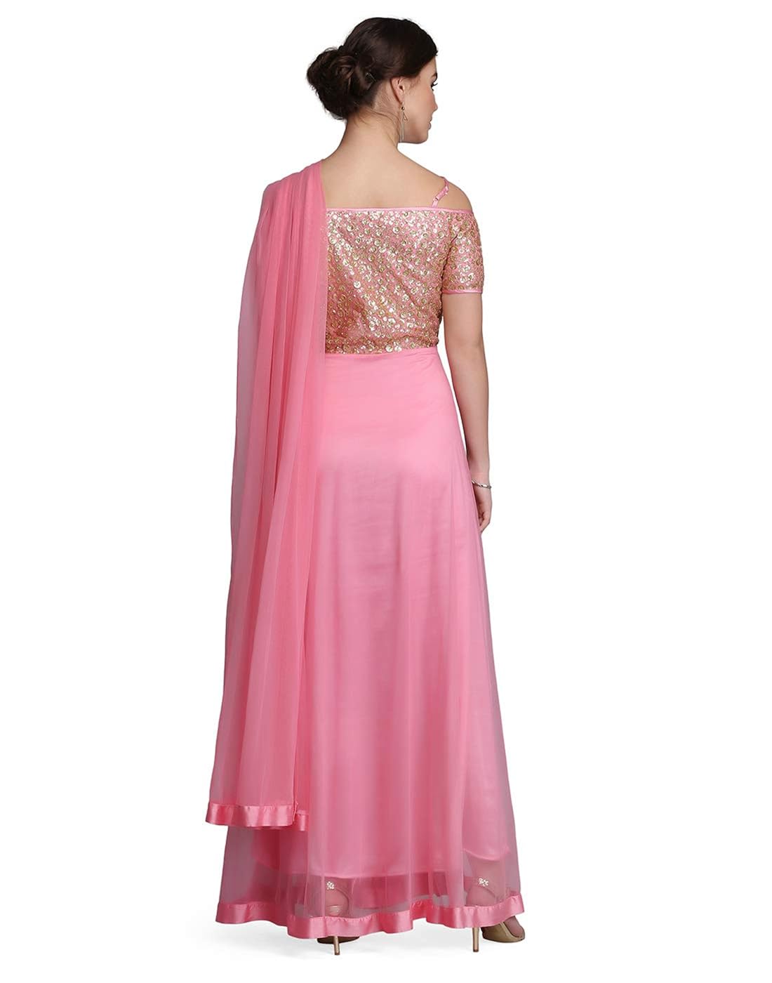 ojjasvi pink draped saree gown