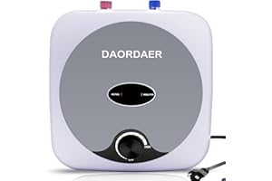 DAORDAER 110/120v 1.5kw Mini Tank Electric Water Heater 2.5 Gallon Compact Under Sink Water Heater Knob Temperature Adjustmen