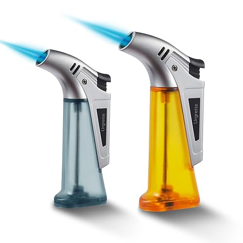 Butane Torch Lighter Windproof Single Jet With Cigar Cutter - Refillable Metal Lighter