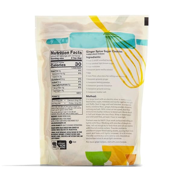 365 BY WHOLE FOODS MARKET, ORGANIC LIGHT BROWN SUGAR, 24 OUNCE