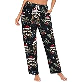 Delerain Women's Pajama Pants With Pockets, Casual Loose Lounge Pants Drawstring Elastic Waist Wide Leg Pjs Bottoms for Women