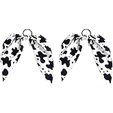 2pcs Cow Print Hair Band for Women Girls, Non-Slip Rabbit Bunny Ear Bow Hair Tie Ropes,Cow Print Bow,Elastic Bowknot Ponytail Holder,Cow Print Scrunchies,Cow Hair Accessories for Women