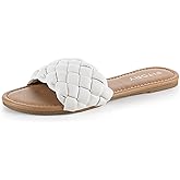 FITORY Womens Flat Sandals Fashion Round Open Toe Slip On Slides with Braided Strap Slippers for Summer Size 6-11
