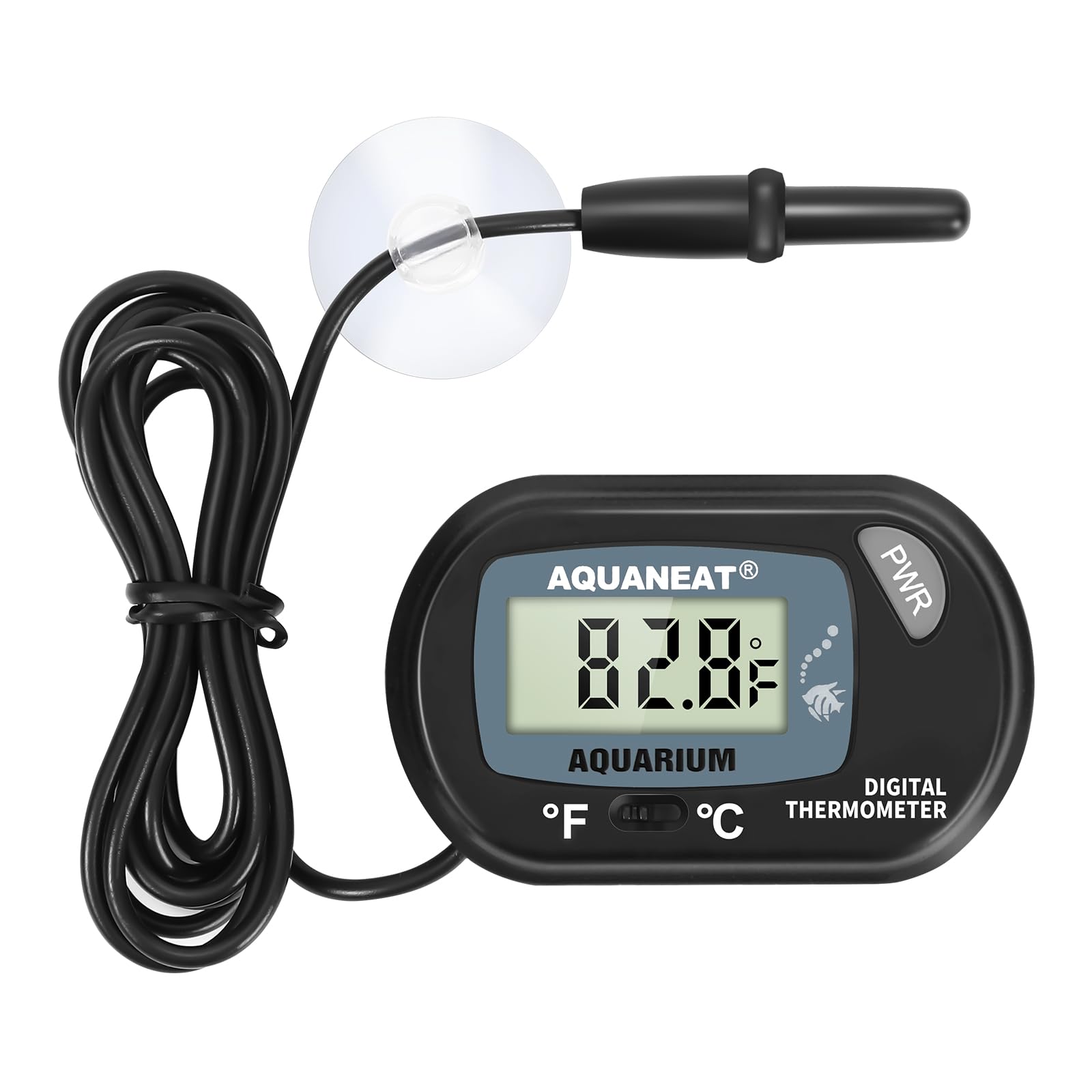 Photo 1 of AQUANEAT Aquarium Thermometer, Fish Tank Thermometer, Digital Temperature Test, with Large LCD Display (1 Pack)
