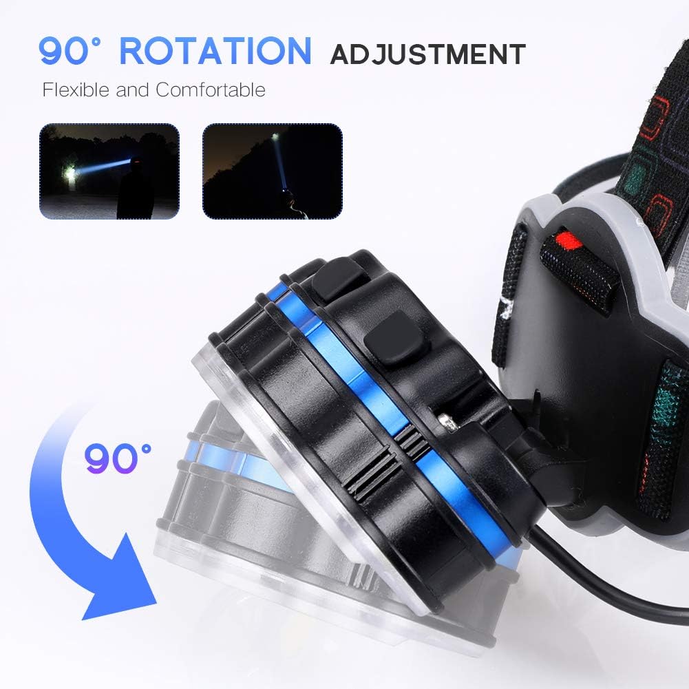 Headlamp Flashlight, MOICO 13000 Lumens Brightest 8 LED USB Rechargeable Headlight with White Red Light, 8 Modes Waterproof Head Lamp for Outdoor Camping Cycling Running Fishing - - 