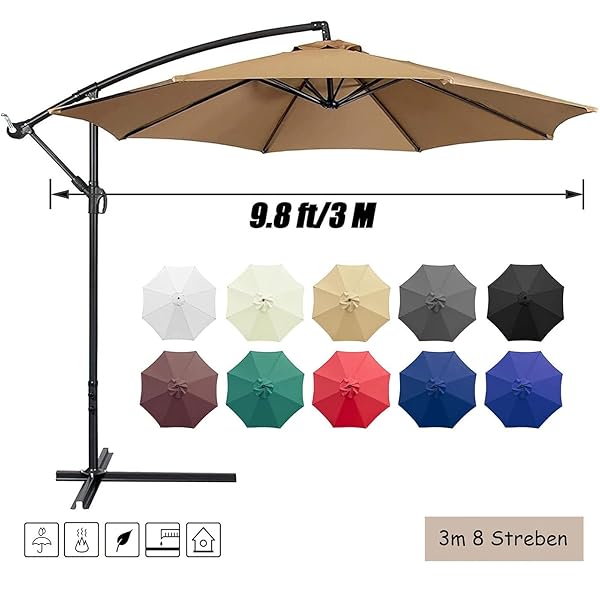 GLDDFDG 10FT PATIO UMBRELLA REPLACEMENT CANOPY 8 RIBS, WATERPROOF & FADE RESISTANT MARKET UMBRELLA COVER, THICKENED POLYESTER FABRIC FOR BACKYARD, GARDEN AND POOL (CANOPY ONLY) (YELLOW)