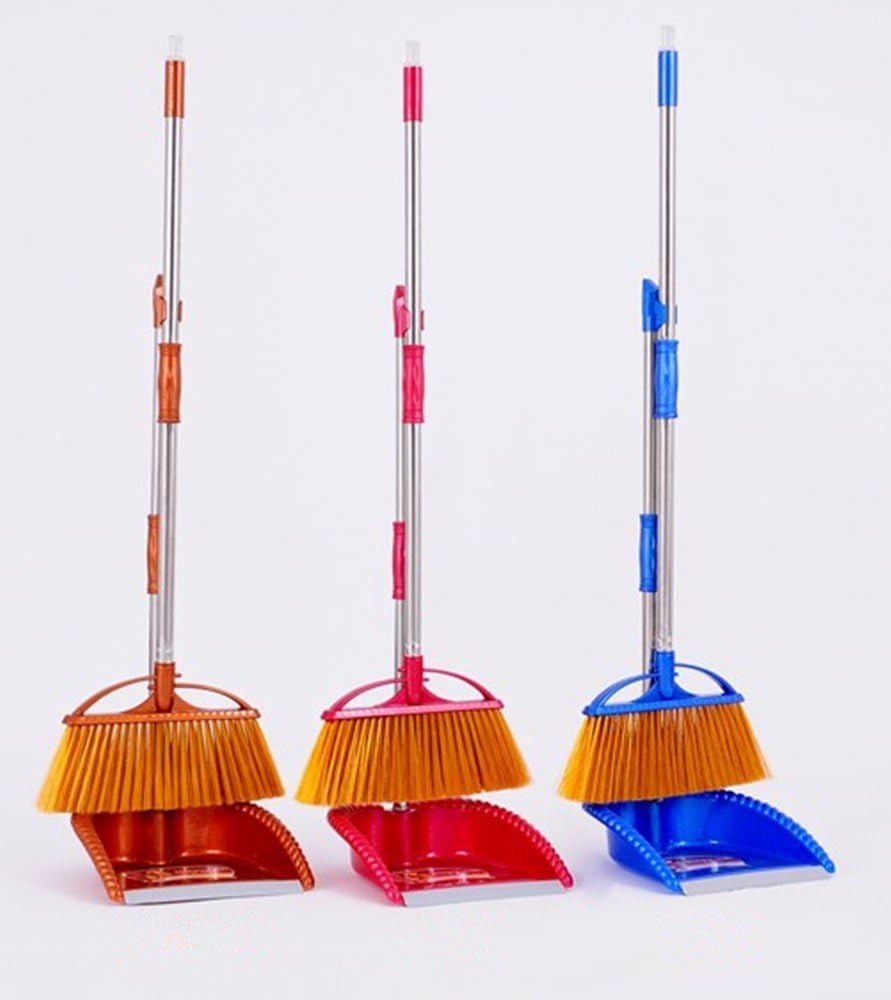 Broom and Dustpan Set Stainless Steel,Blue