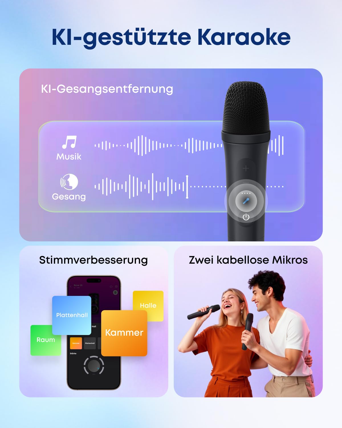 soundcore Rave 3S Partybox mit KI-Karaoke, Party-Lautsprecher mit 2 kabellosen Mikros, 200W Sound, KI-Gesangsentfernung, Lichtshow, Auracast, 12h Spielzeit, Bluetooth Lautsprecher für innen & außen 4