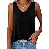 Ovanviso Women V Neck Tank Tops Summer Casual Curved Hem Sleeveless Loose Fit Shirts 2026
