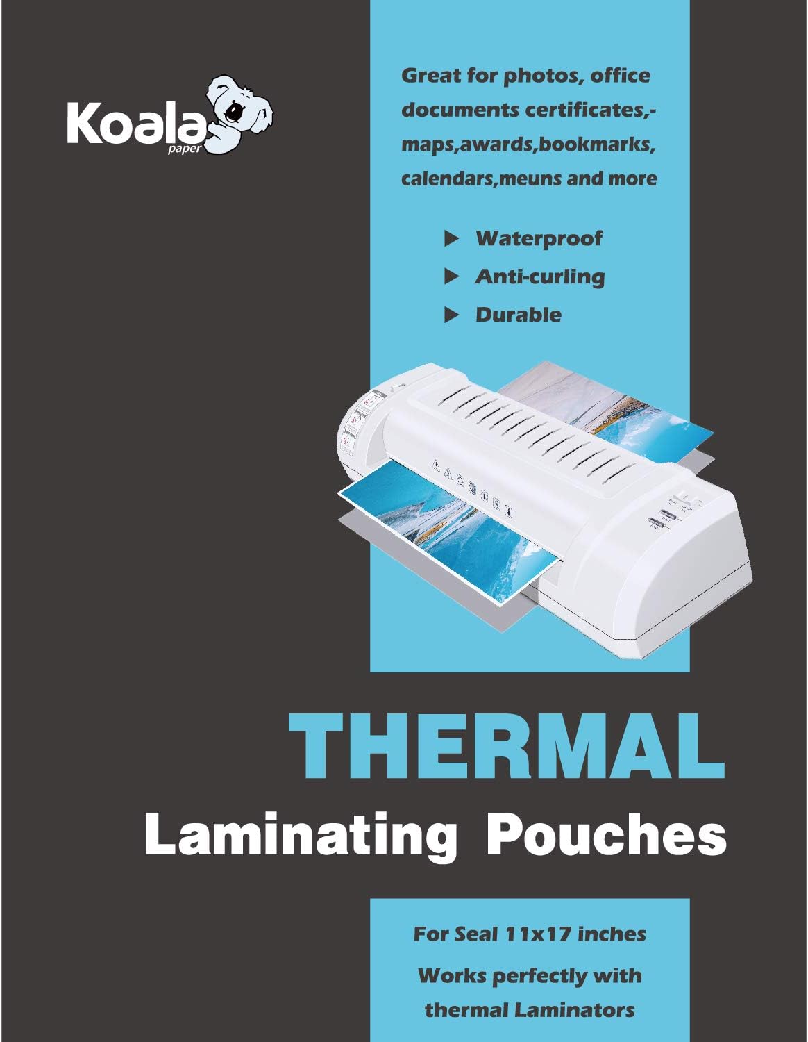 Koala Hot Thermal Laminating Pouches 5 mil 11.5x17.5 Inches for Seal 11x17 Photos 50 Sheets