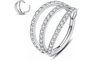 Yrogcu 20G 18G 16G 14G Single/Double Hoop Stainless-Steel Seamless-Hinged-Piercing Segment-Clicker Nose-Ring-Hoop : Diameter 6mm 8mm 10mm 12mm Cartilage Earrings