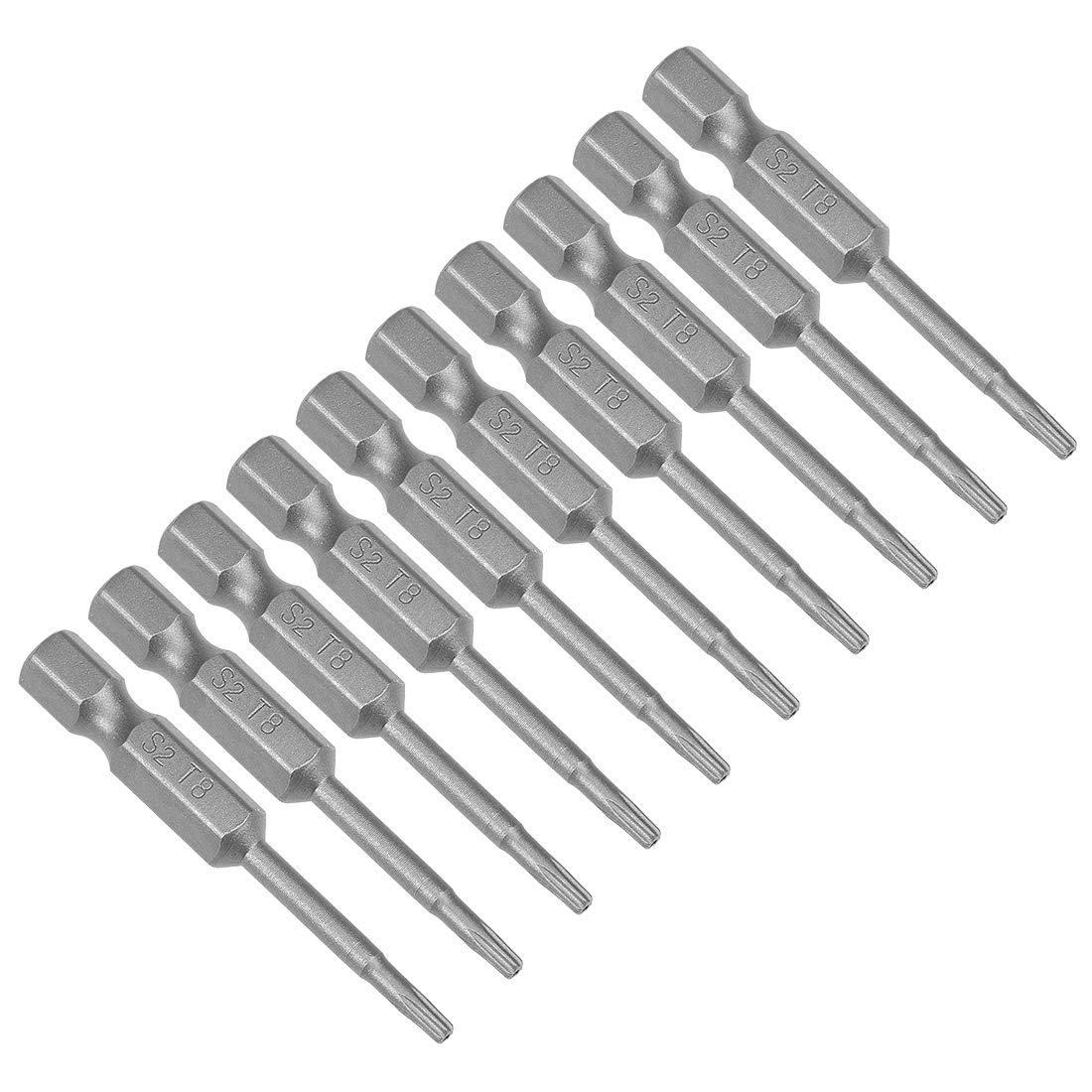 sourcing map 10 Pcs T8 Magnetic Torx Screwdriver Bits, 1/4 Inch Hex Shank 2-inch Length S2 Security Tamper Proof Screw Driver Kit Tools
