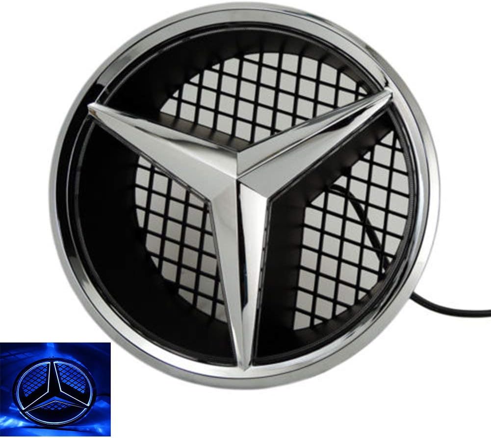 LED Emblem for Mercedes Benz 2008-2018, Car Front Grilled Star Emblem LED Illuminated Logo Center Badge Lamp Light,Blue Light (KS, Blue)