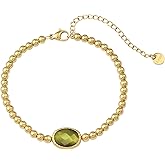 Birthstone Gold Bracelets for Women Non Tarnish Trendy Dainty 14K Gold Plated Bracelet Stack Stackable Blue Green May Emerald Friendship Bracelets Fashion Jewelry Gifts for Mom Best Friend