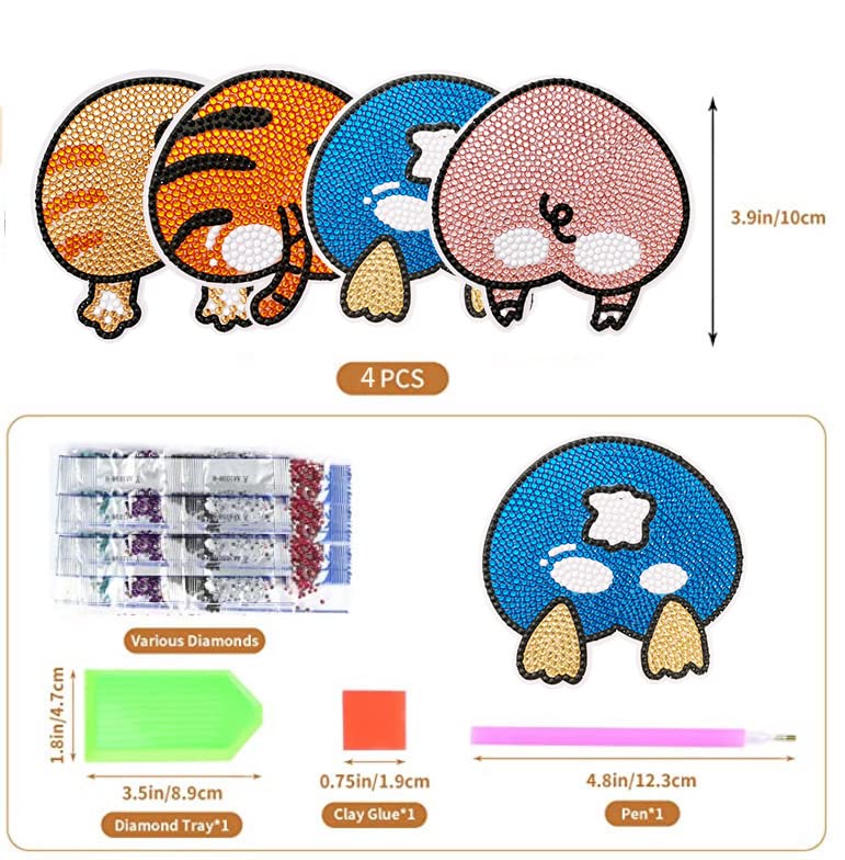 4 Pcs Diamond Paintings Coasters, DIY Coasters Small Diamond Painting Kits for Beginners, Adults & Kids Diamond Art Craft Supplies Christmas Home Decor(without iron holder)