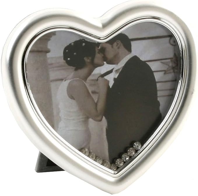 Silver Plated Heart Shaped Frame with Crystals inside Frame Amazon.co