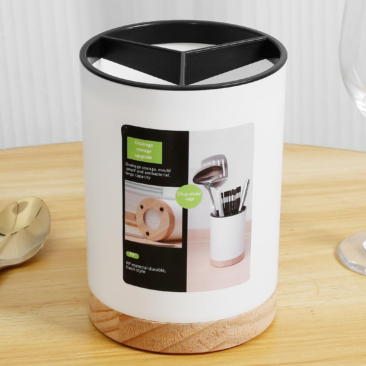 Photo 1 of 1 / 2Pcs Utensil Holder Cutlery Drainer Tableware Storage Bucket Plastic Chopstick Spoon Storage Rack Detachable 3 Divided Silverware Holder Flatware for