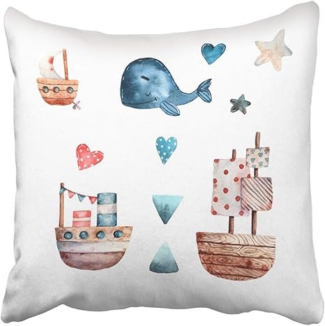 Amazon Kmsnelpa クッションカバー プリント 犬 かわいい アニメ ピンバッジ イラスト マーメイド アップリケ アティチュード ボストンテリア ブローチ 猫 ポリエステル 18 X 18インチ 正方形 隠しファスナー付き 装飾枕カバー 18 X 18 枕 抱き枕