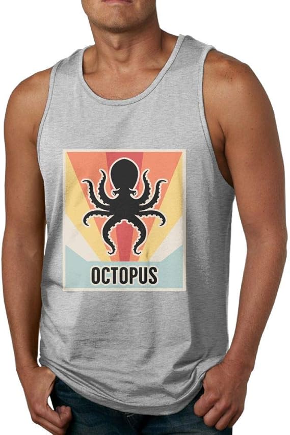 Men's Tank Top Vintage 80s Octopus Sleeveless Shirt Cotton Tee Amazon