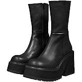 Goiphrri Ankle Boots for Women Chunky Heel Platform Boots Fashion Work Combat Booties Round Toe Punk Boot Party Rave Booties for Women