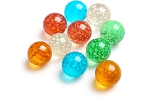 ARSUK Large Glass Shooter Marbles for Decoration 25mm/1 inch 10pcs Assorted Colour Marble Game, Marble Run Accessories Learning and Recreational, Sports & Outdoor Play (10pcs Glowinthe Dark Marbles)