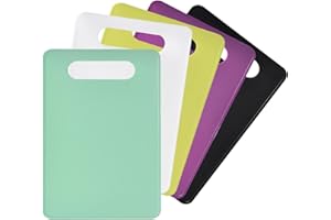 5 Pieces Plastic Chopping Boards, BPA Free Cutting Boards, Non Slip Cutting Boards for Kitchen, 5 Colored Chopping Board, Dis