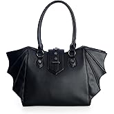 Lost Queen Women's Gothic Annabelle Bat Handbag Winged Crossbody Purse Black Shoulder Bag