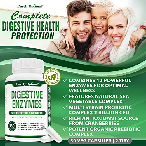 Purely Optimal Premium Digestive Enzymes Plus Prebiotics & Probiotics