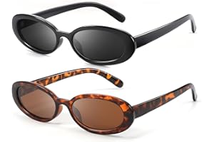 DANAMY Sunglasses Womens Retro Oval Sunglasses for Women Men Fashion Small Oval Sun Glasses 90s Vintage Driving Shades